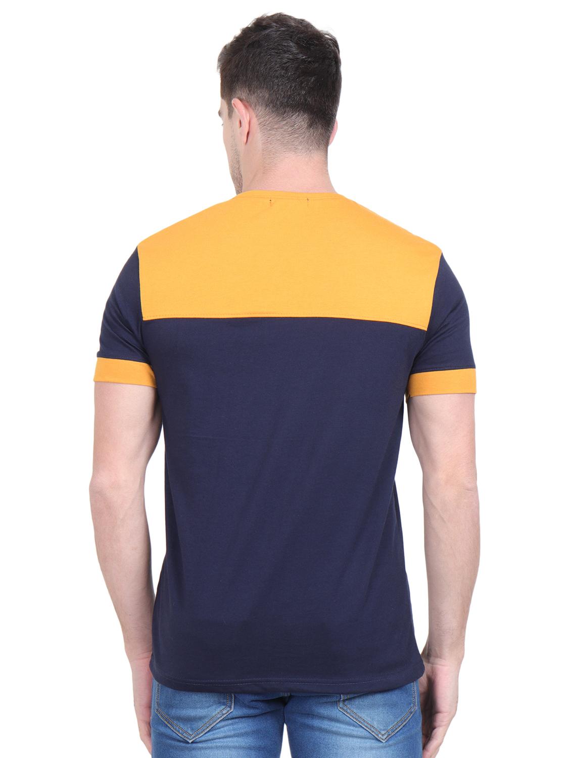 navy blue typographic color block t-shirt - 16963442 - Zoom Image - 3