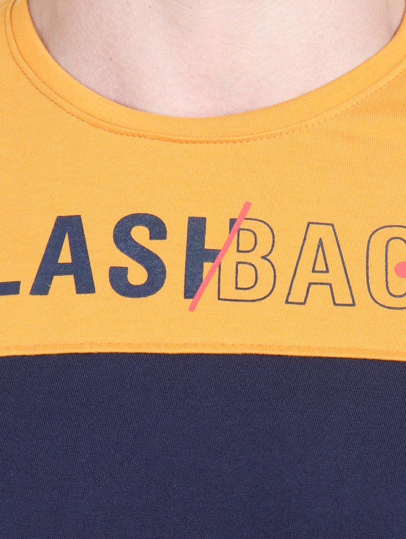 navy blue typographic color block t-shirt - 16963442 - Zoom Image - 5