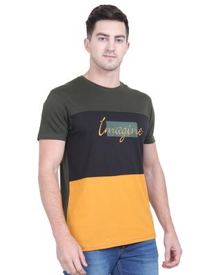 olive green typographic color block t-shirt - 16963450 - Standard Image - 2