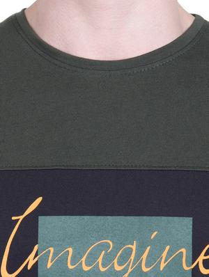 olive green typographic color block t-shirt - 16963450 - Standard Image - 5
