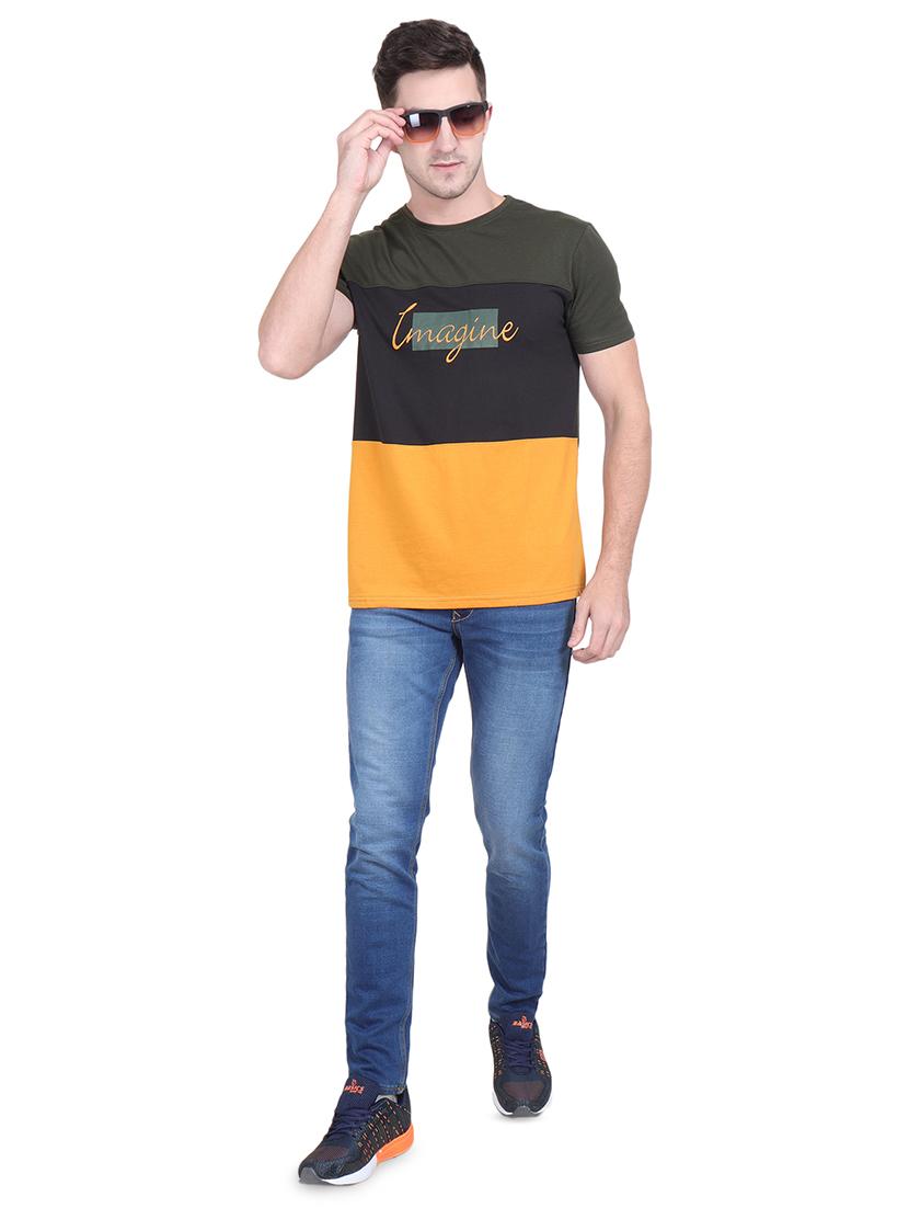 olive green typographic color block t-shirt - 16963450 - Zoom Image - 4