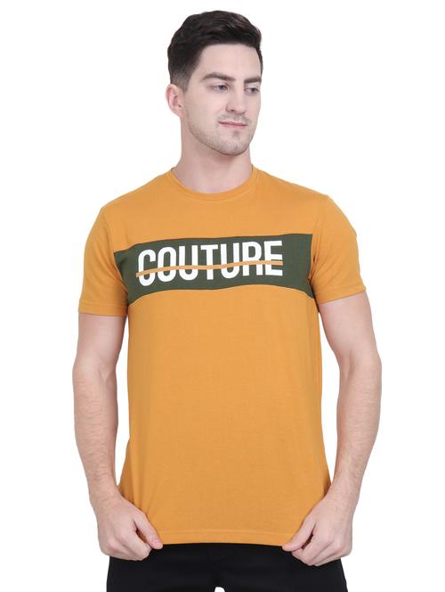 yellow typographic chest print t-shirt - 16963452 - Standard Image - 1