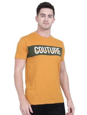yellow typographic chest print t-shirt - 16963452 - Standard Image - 2