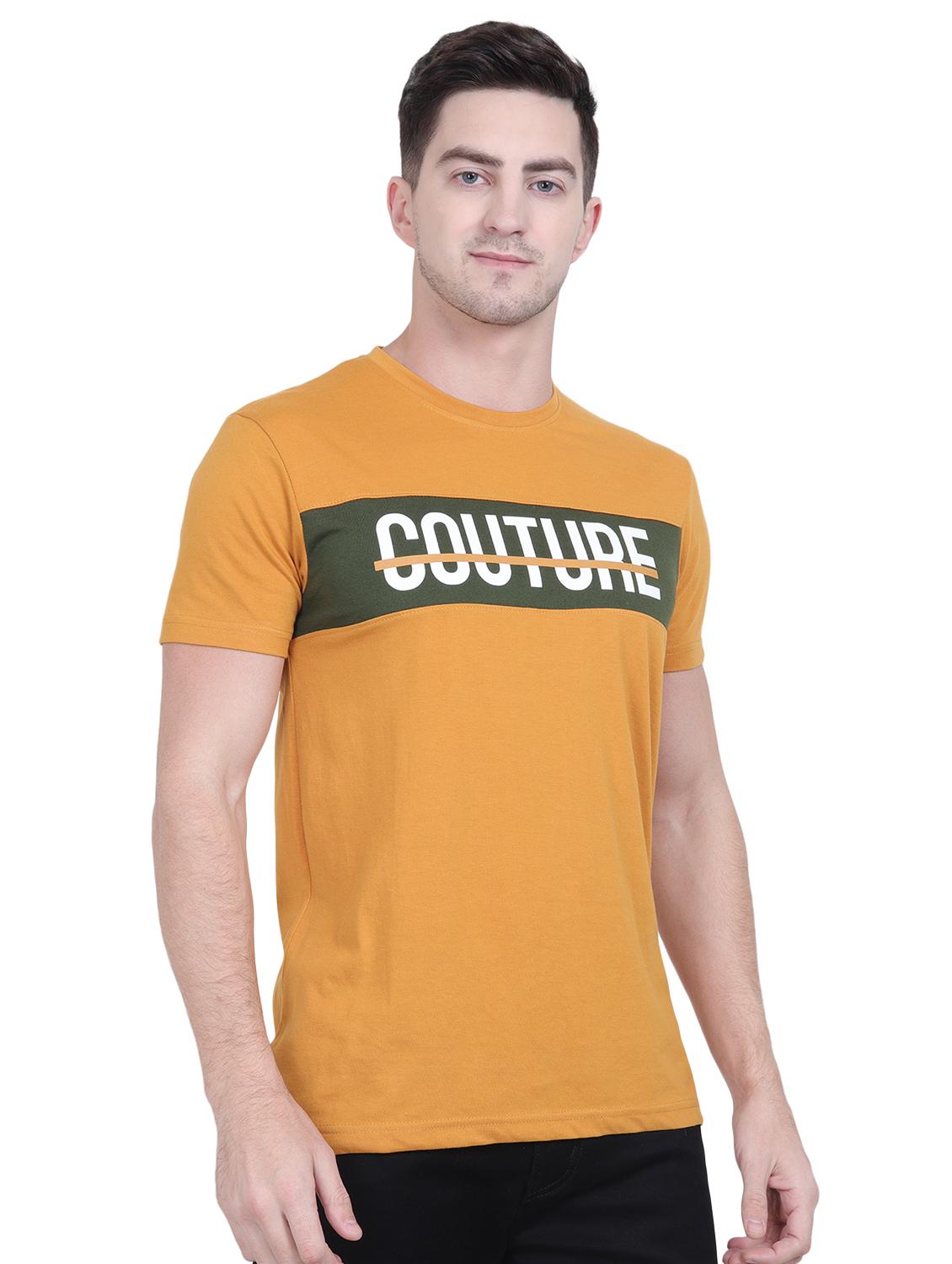 yellow typographic chest print t-shirt - 16963452 - Zoom Image - 2