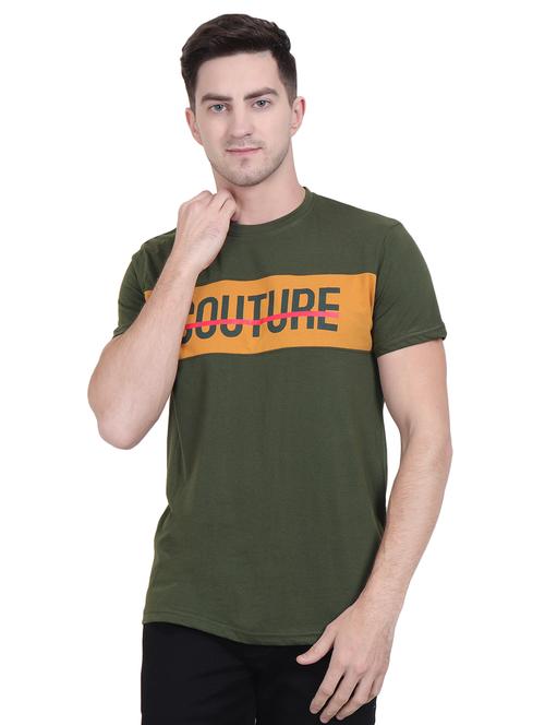 olive green typographic chest print t-shirt - 16963453 - Standard Image - 1