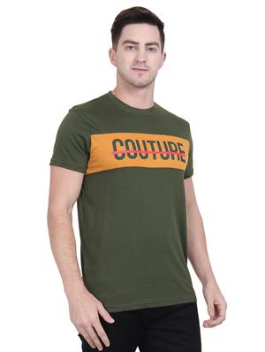 olive green typographic chest print t-shirt - 16963453 - Standard Image - 2