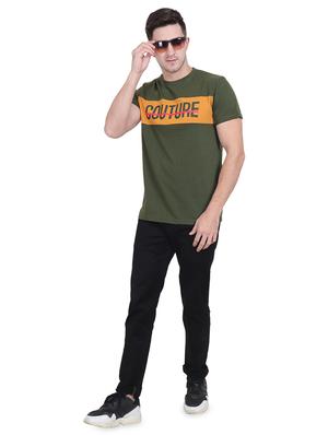 olive green typographic chest print t-shirt - 16963453 - Standard Image - 4