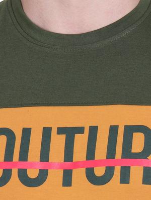 olive green typographic chest print t-shirt - 16963453 - Standard Image - 5
