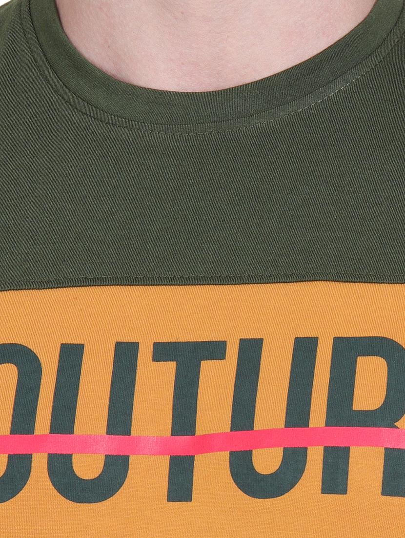olive green typographic chest print t-shirt - 16963453 - Zoom Image - 5
