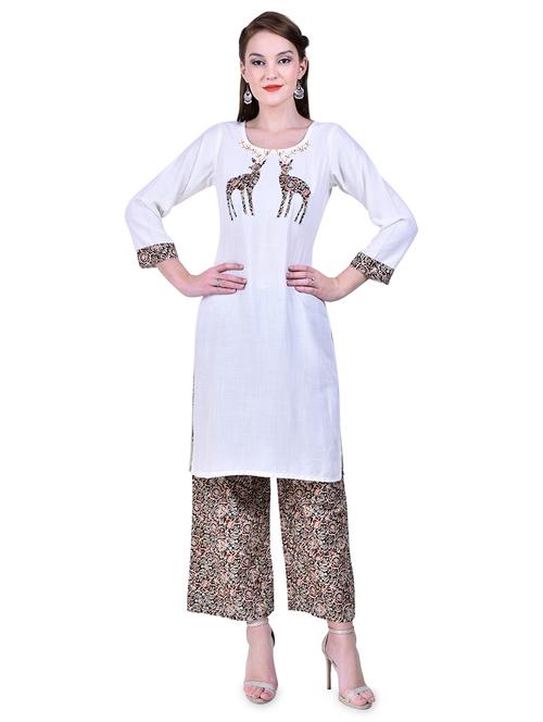 solid kurta palazzo set - 16963516 - Standard Image - 1