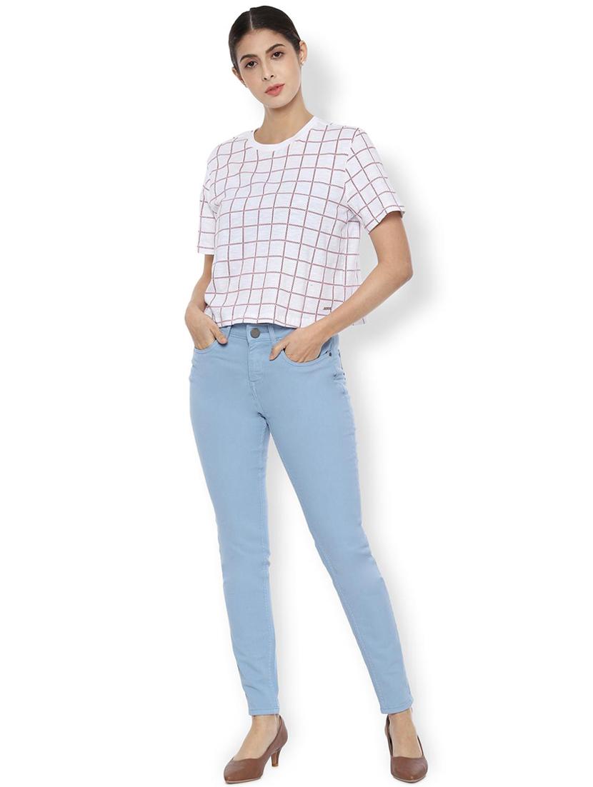 round neck grid pattern boxy top - 16963687 - Zoom Image - 3