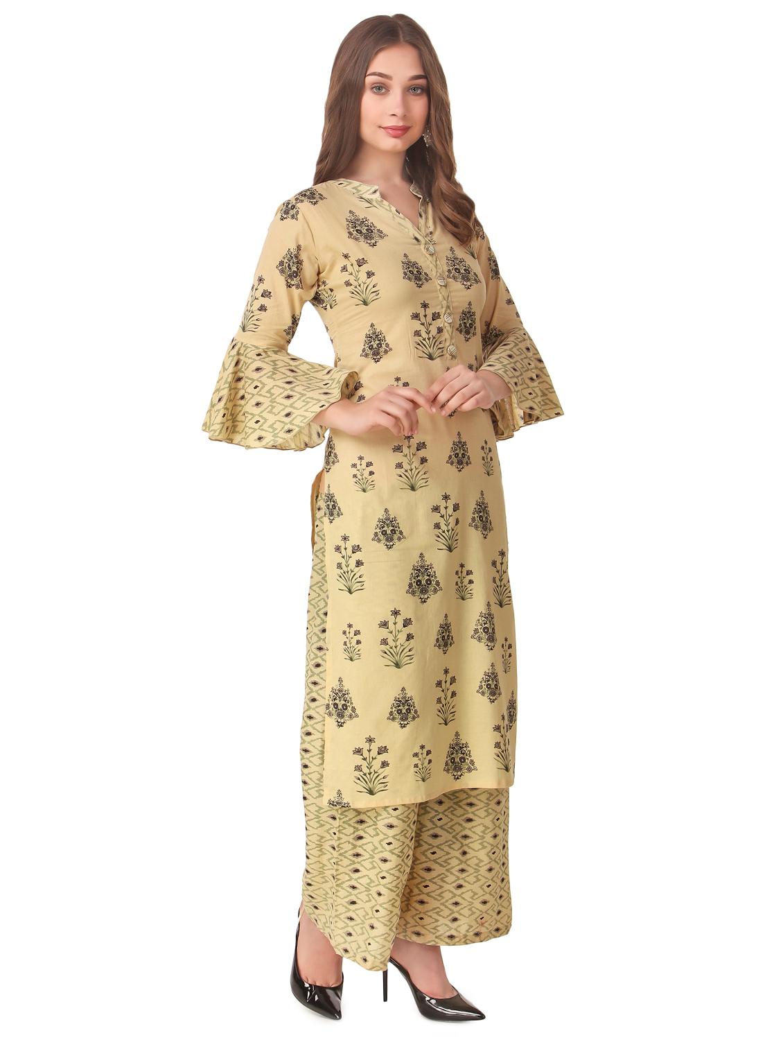 bell sleeves kurta palazzo set - 16963725 - Zoom Image - 2