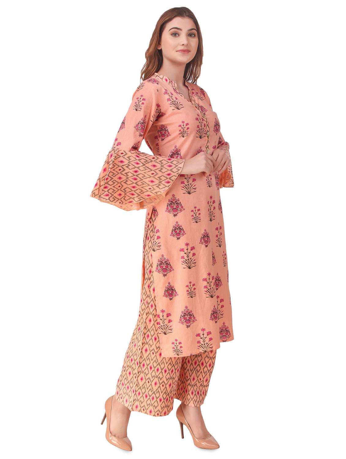 bell sleeves kurta palazzo set - 16963726 - Zoom Image - 2