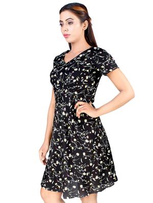 v-neck floral a-line dress - 16963731 - Standard Image - 2