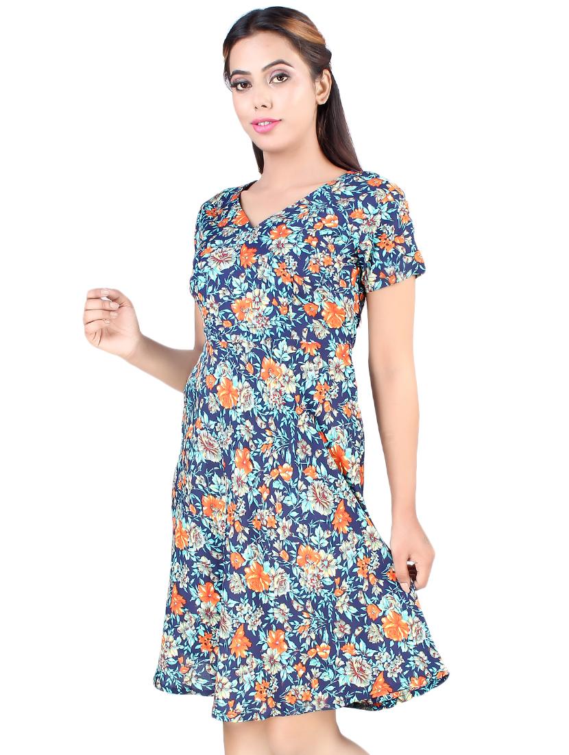 v-neck floral a-line dress - 16963732 - Zoom Image - 2