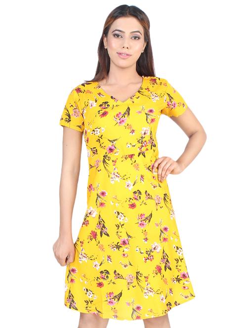 v-neck floral a-line dress - 16963733 - Standard Image - 1