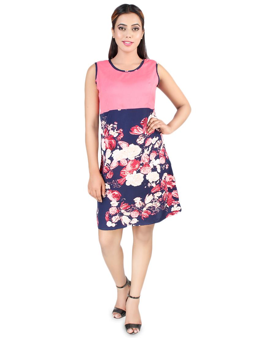 color block floral a-line dress - 16963735 - Zoom Image - 4
