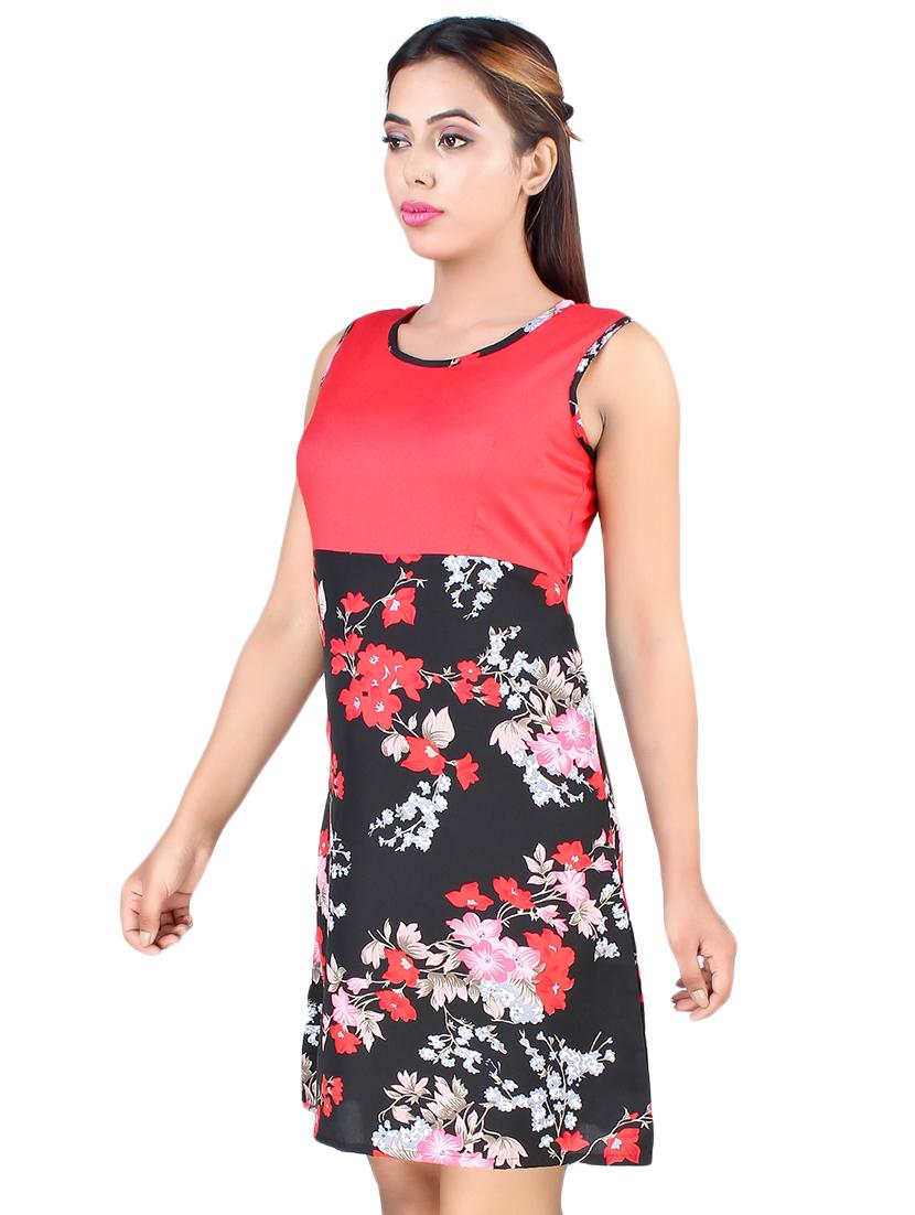 color block floral a-line dress - 16963739 - Zoom Image - 2