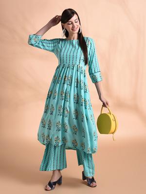 floral kurta palazzo set - 16963982 - Standard Image - 2