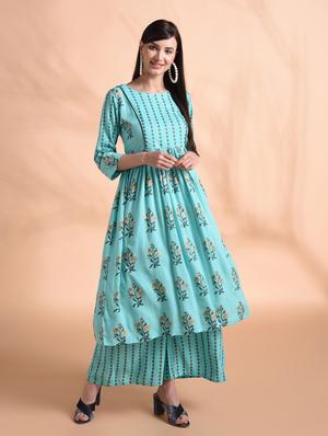floral kurta palazzo set - 16963982 - Standard Image - 3