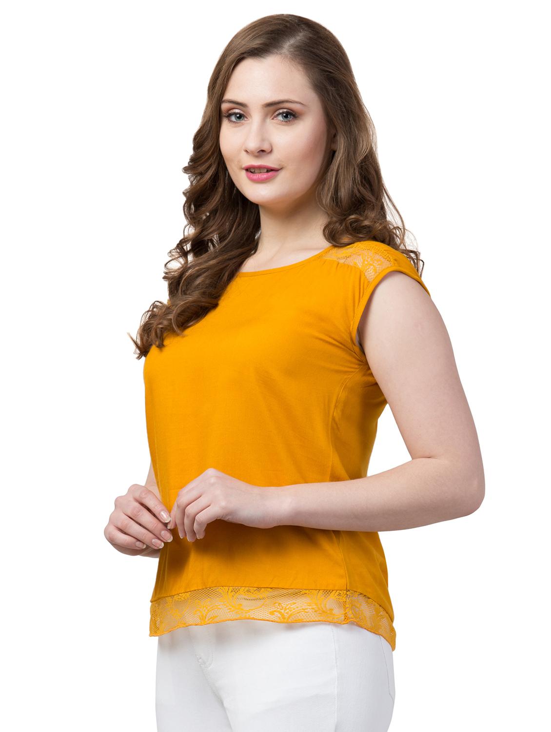 lace detail round neck top - 16964171 - Zoom Image - 2