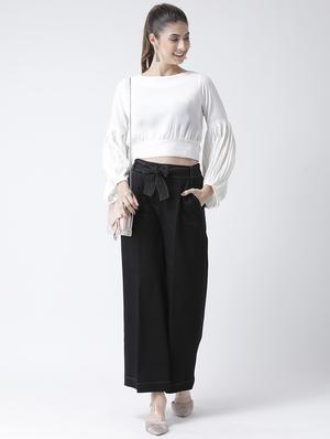 tie up waist wide leg trouser - 16964216 - Standard Image - 4