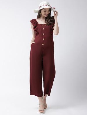 frill detail button detail jumpsuit - 16964232 - Standard Image - 4