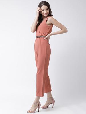 overlap neck belted jumpsuit - 16964234 - Standard Image - 2