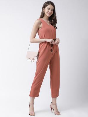 overlap neck belted jumpsuit - 16964234 - Standard Image - 4