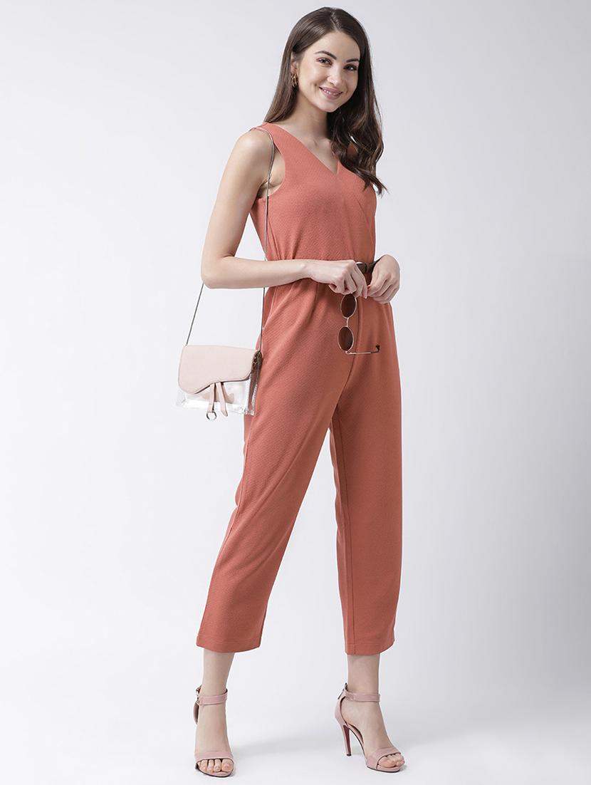 overlap neck belted jumpsuit - 16964234 - Zoom Image - 4