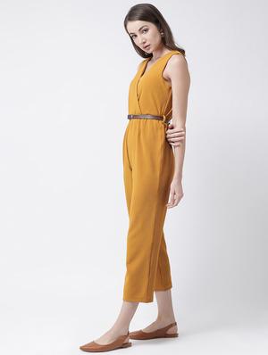 overlap neck belted jumpsuit - 16964235 - Standard Image - 2