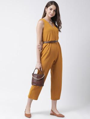 overlap neck belted jumpsuit - 16964235 - Standard Image - 4