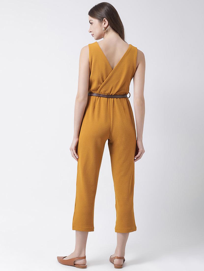 overlap neck belted jumpsuit - 16964235 - Zoom Image - 3