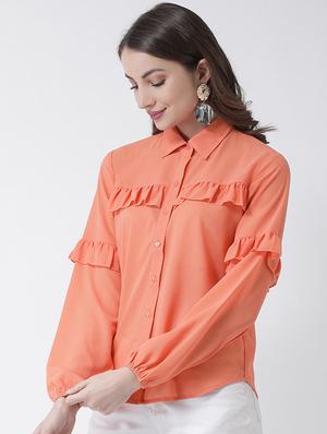 frill detail solid shirt - 16964236 - Standard Image - 2