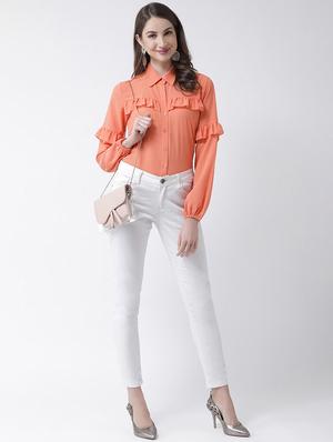 frill detail solid shirt - 16964236 - Standard Image - 4