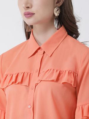 frill detail solid shirt - 16964236 - Standard Image - 5