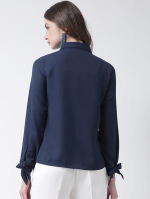 tie knot sleeved solid shirt - 16964238 - Standard Image - 3