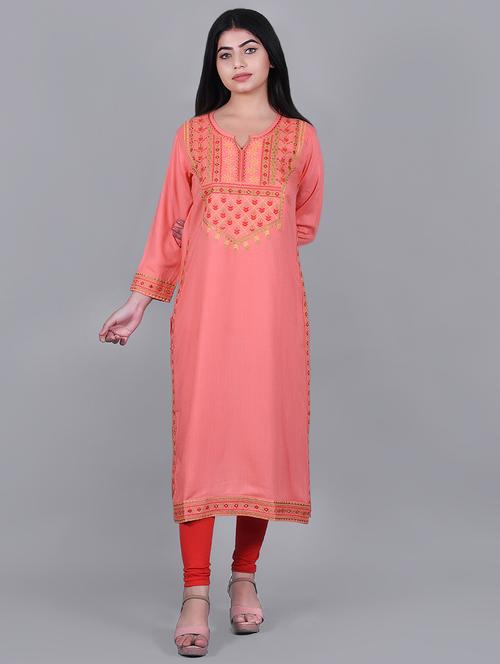 yoke embroidered straight kurta - 16964250 - Standard Image - 1