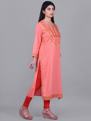 yoke embroidered straight kurta - 16964250 - Standard Image - 2