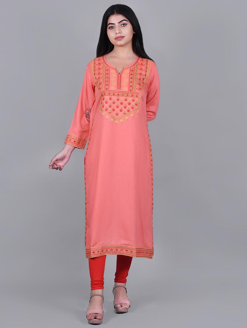 yoke embroidered straight kurta - 16964250 - Zoom Image - 1