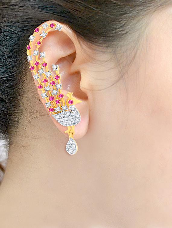 pink brass earcuff earring - 16964276 - Zoom Image - 2
