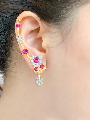 pink brass earcuff earring - 16964278 - Standard Image - 2