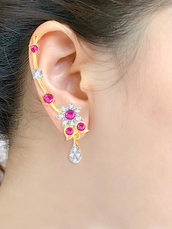 pink brass earcuff earring - 16964278 - Zoom Image - 2