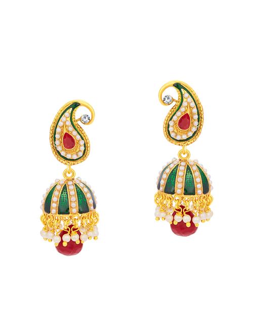 multi colored brass jhumka earring - 16964360 - Standard Image - 1