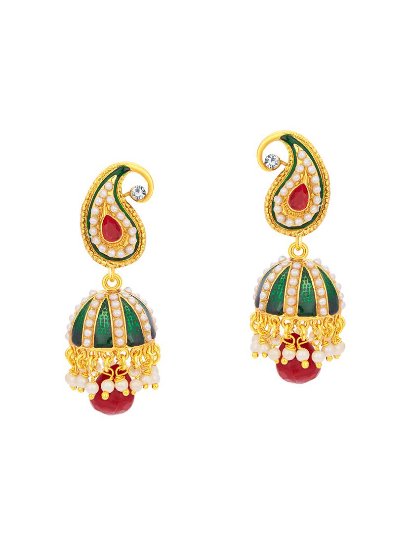 multi colored brass jhumka earring - 16964360 - Zoom Image - 1