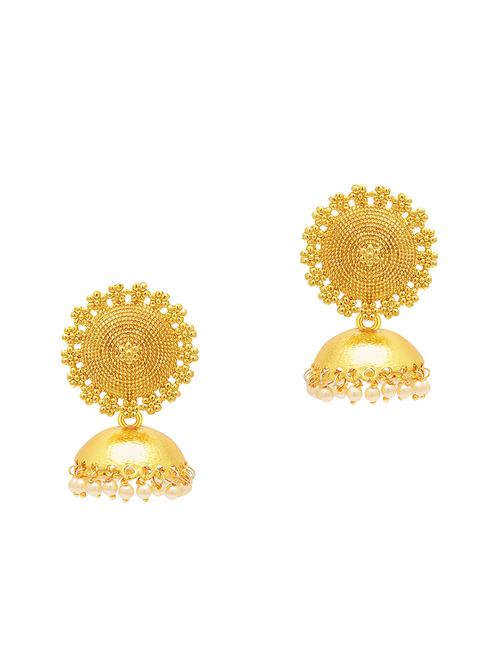 gold brass jhumka earring - 16964389 - Standard Image - 1