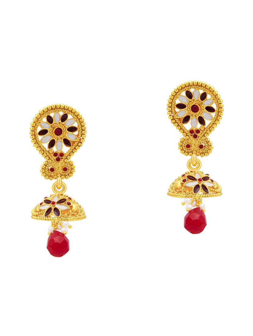 multi colored brass jhumka earring - 16964442 - Zoom Image - 1