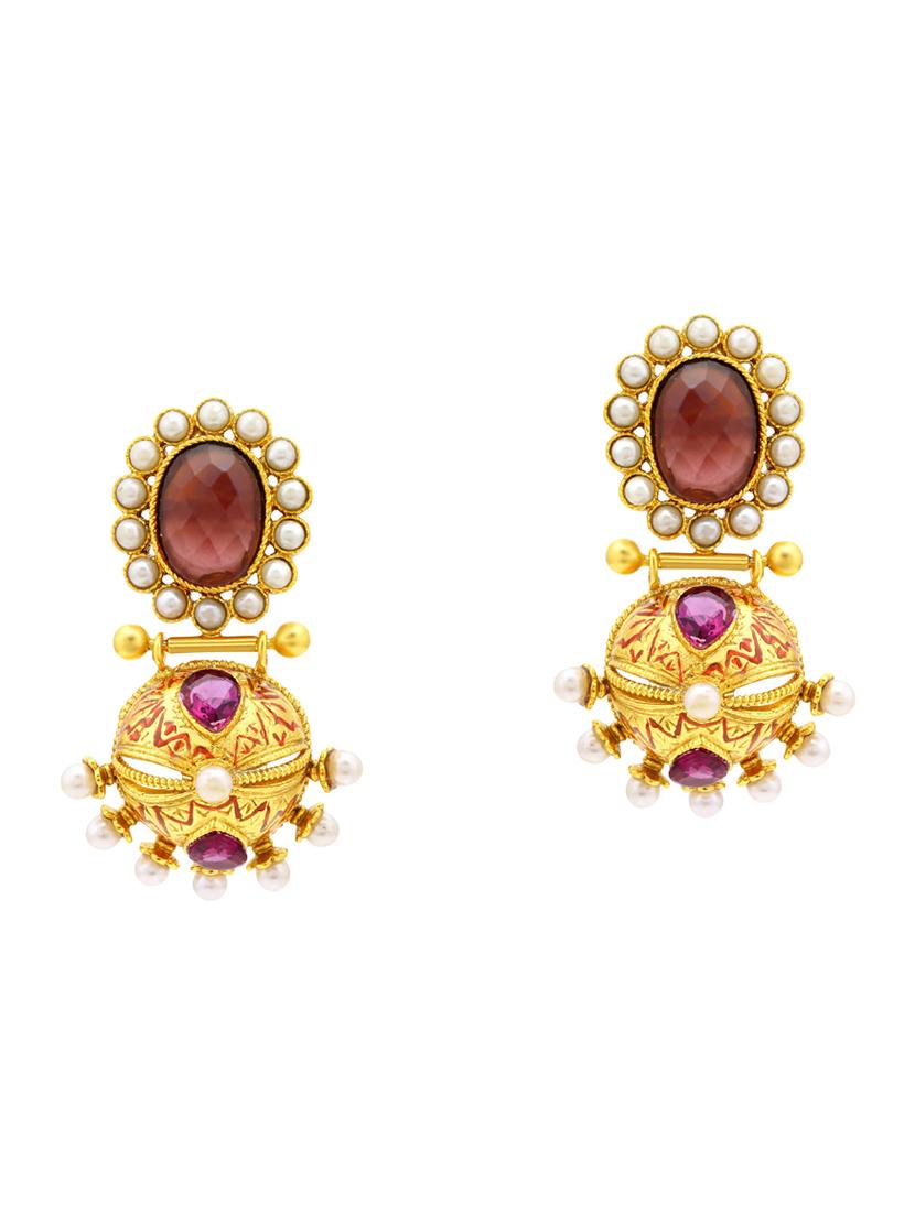 multi colored brass chandellier earring - 16964445 - Zoom Image - 1