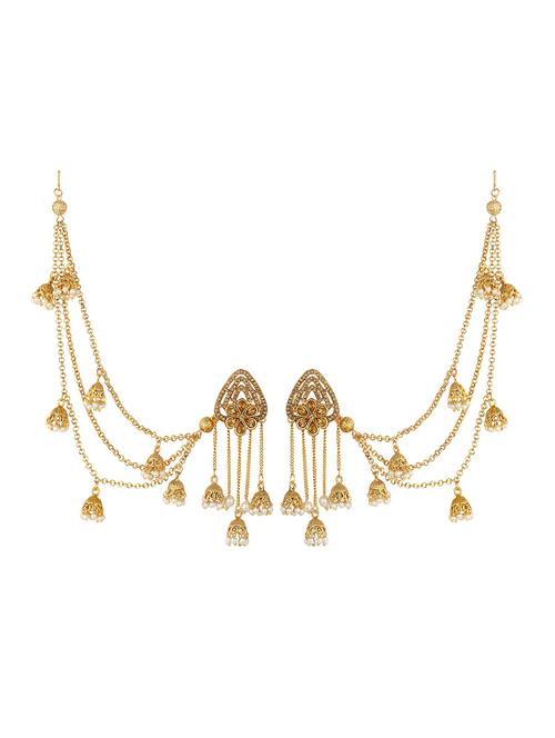 gold brass jhumka earring - 16964494 - Standard Image - 1