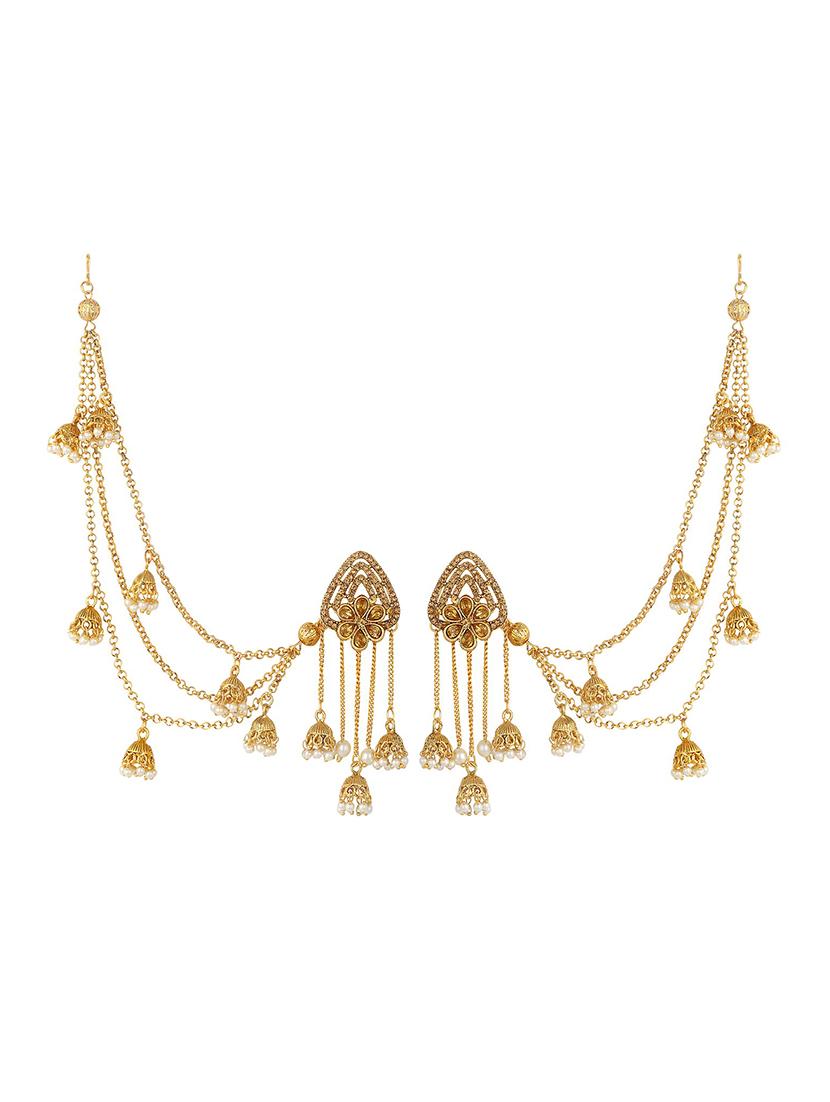 gold brass jhumka earring - 16964494 - Zoom Image - 1